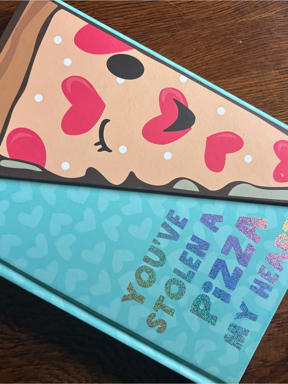 Heart Pepperoni Pizza Slice notebook - Pink & Teal